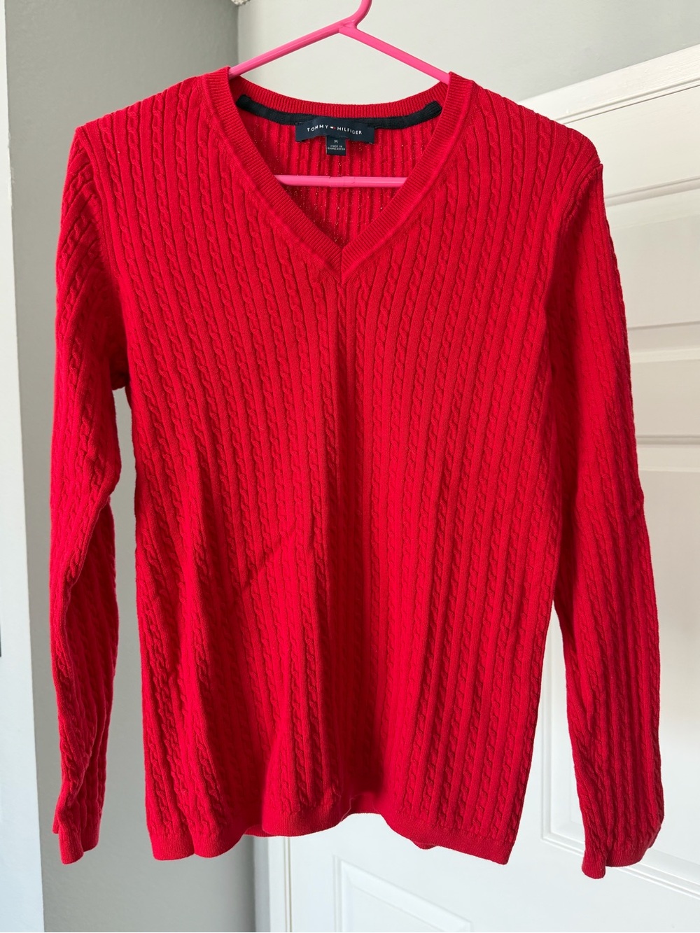 Tommy Hilfiger Bright Red Cable Knit Top Size Medium